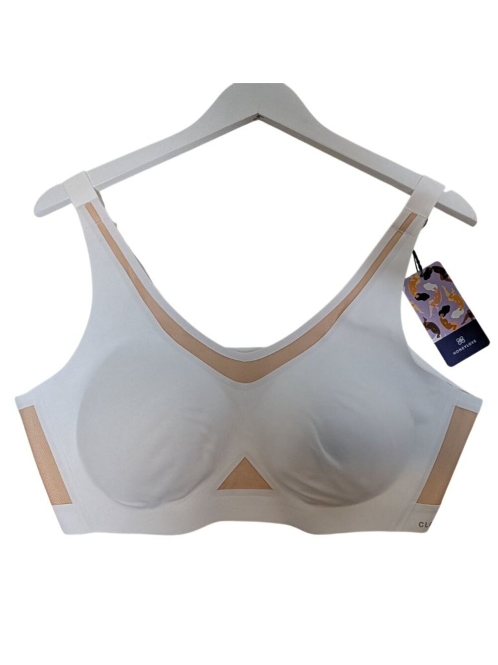 Honeylove CrossFlex Wire-Free White Activity Bra 1X Adjustable Straps & Mesh Pan - Picture 5 of 8